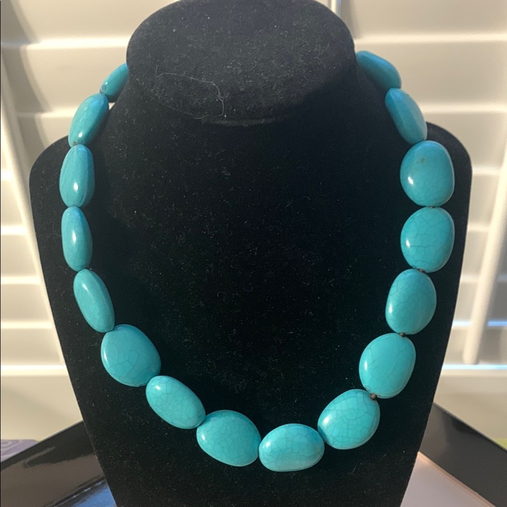 🦋 Turquoise Beaded Necklace & Bracelet Set